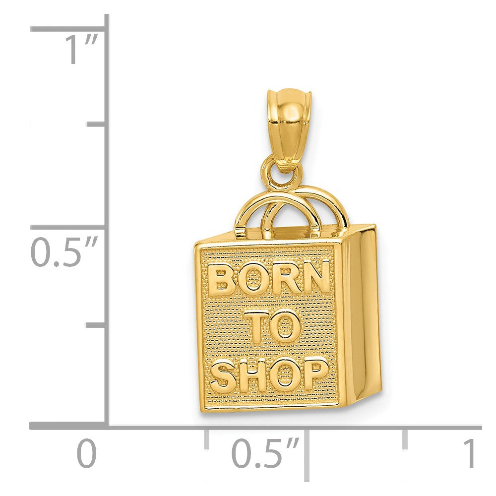 14K Shopping Bag with BORN TO SHOP Pendant
