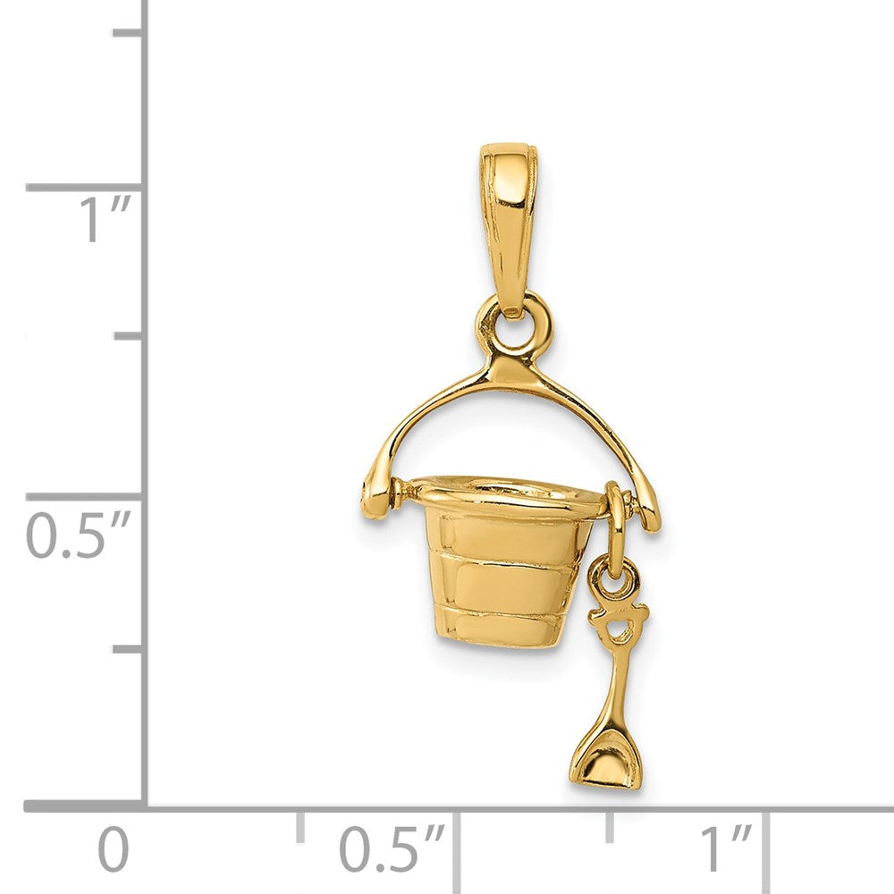 14k 3-D Beach Bucket with Moveable Shovel Charm
