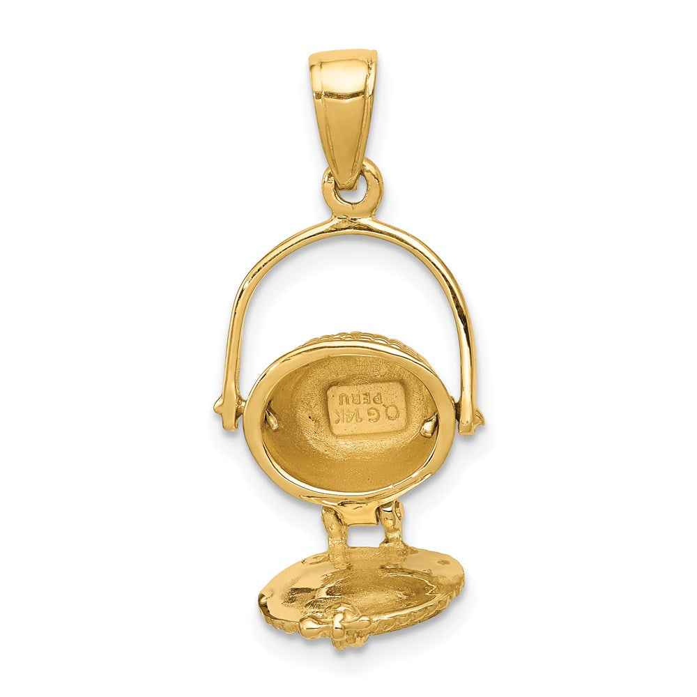 14k 3-D Nantucket Basket with Moveable Lid and Handle Pendant