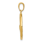 14k Whale Tail in Circle with Waves Pendant