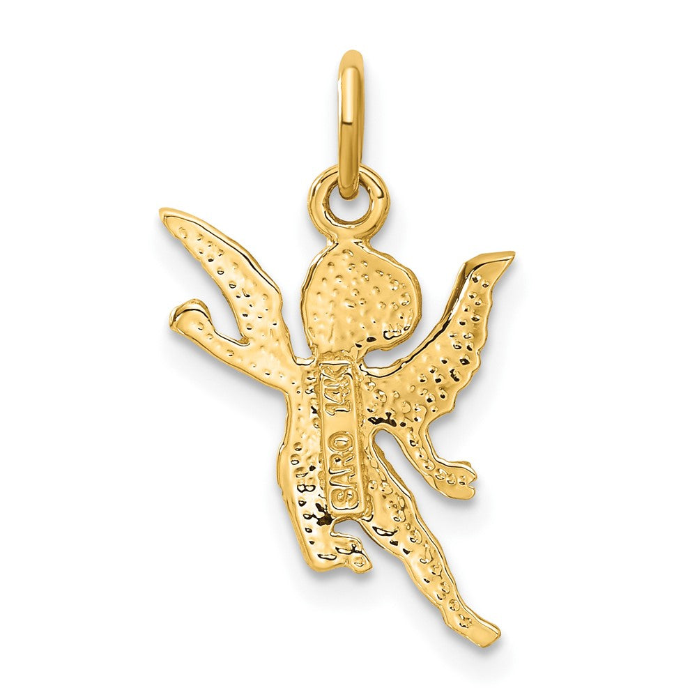 14k Satin Diamond-cut Angel Charm