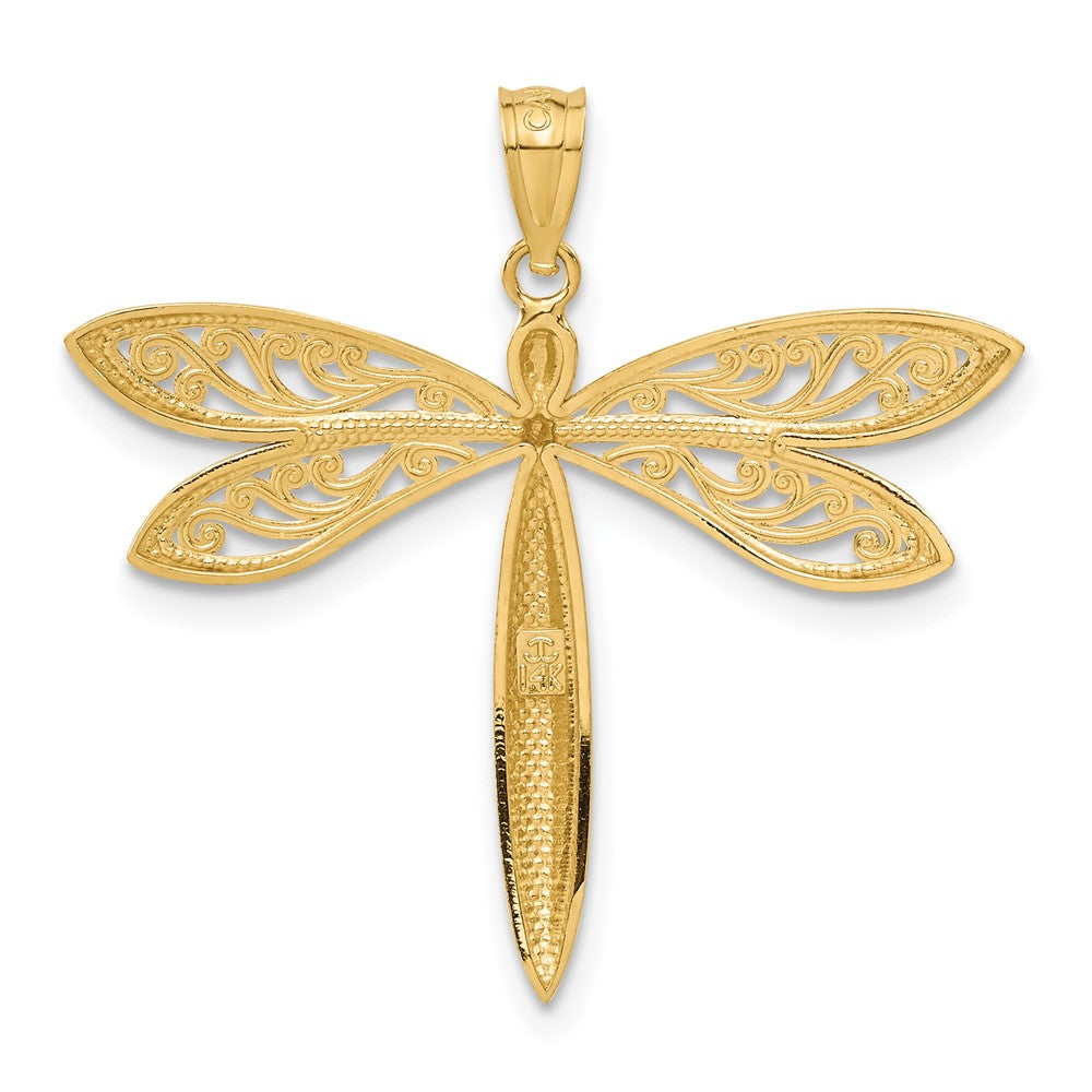 14k and White Rhodium Dragonfly Pendant
