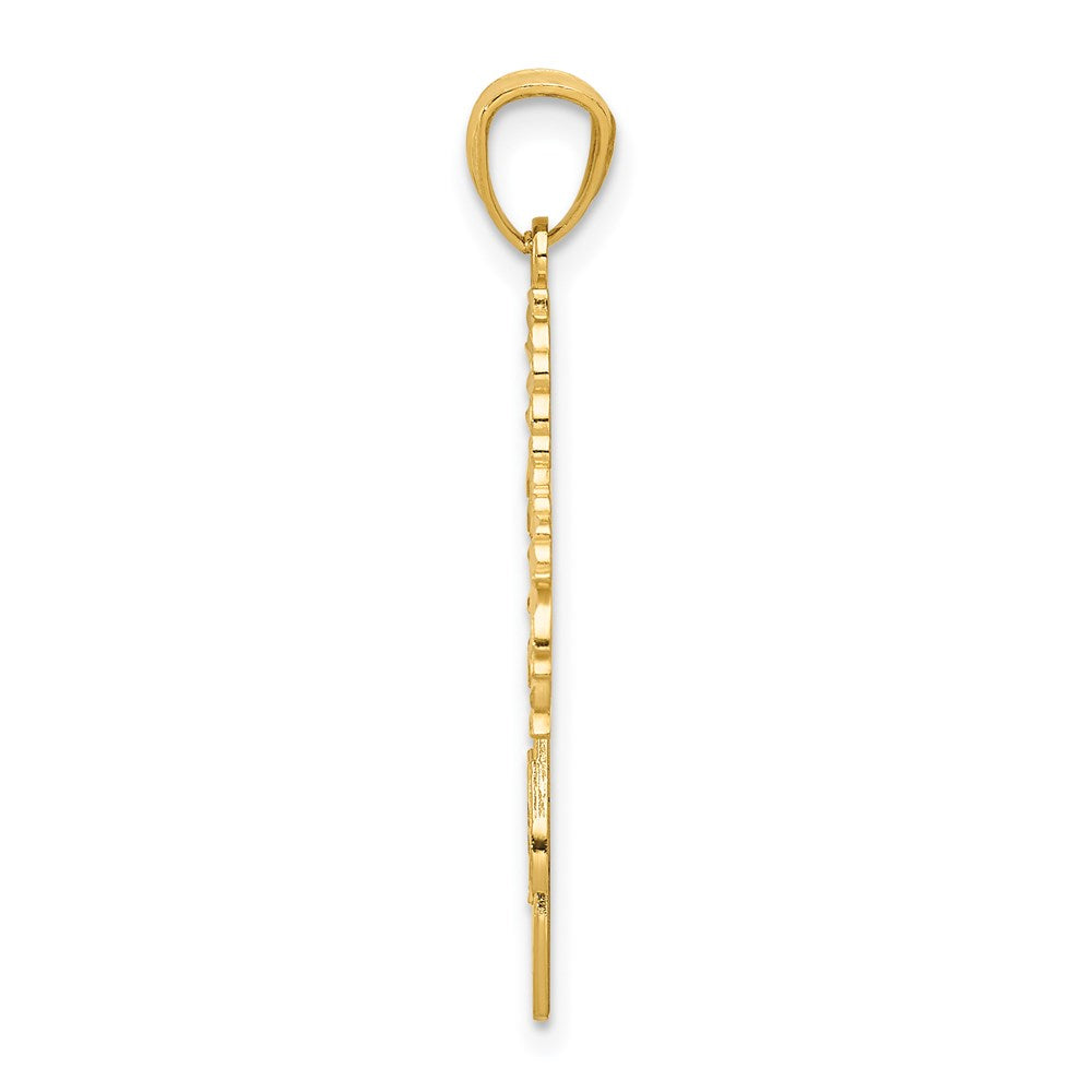 14k Diamond-cut Cheerleader Jumping with Pom-Poms Charm
