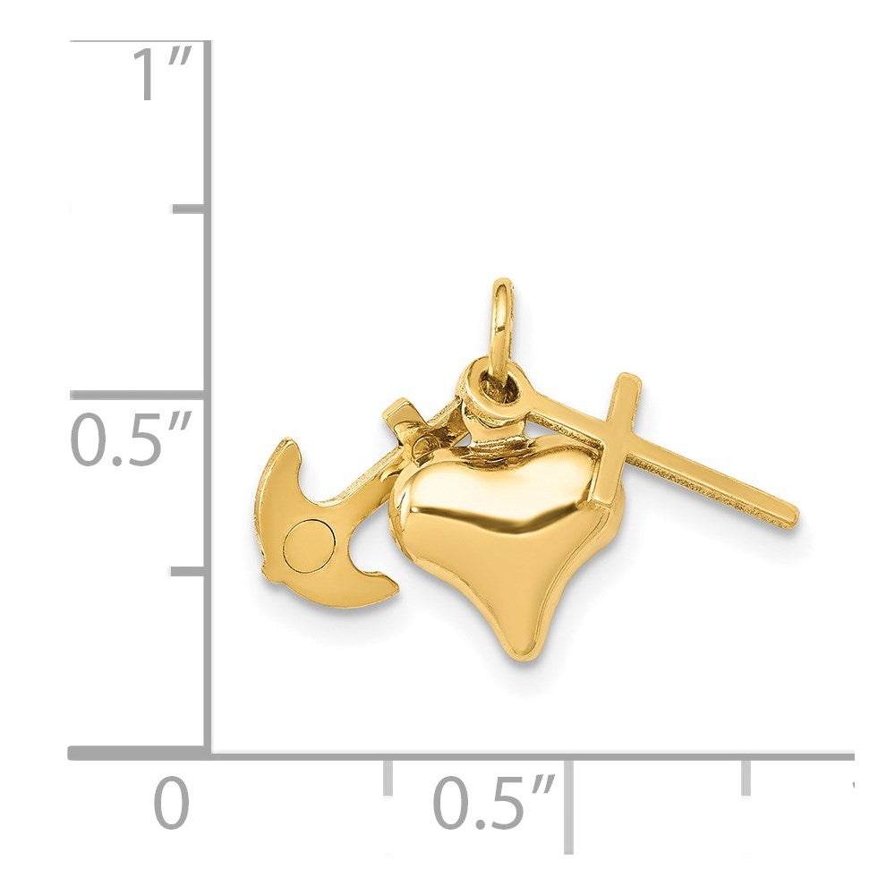 14K 3-D Faith, Hope And Charity Charm
