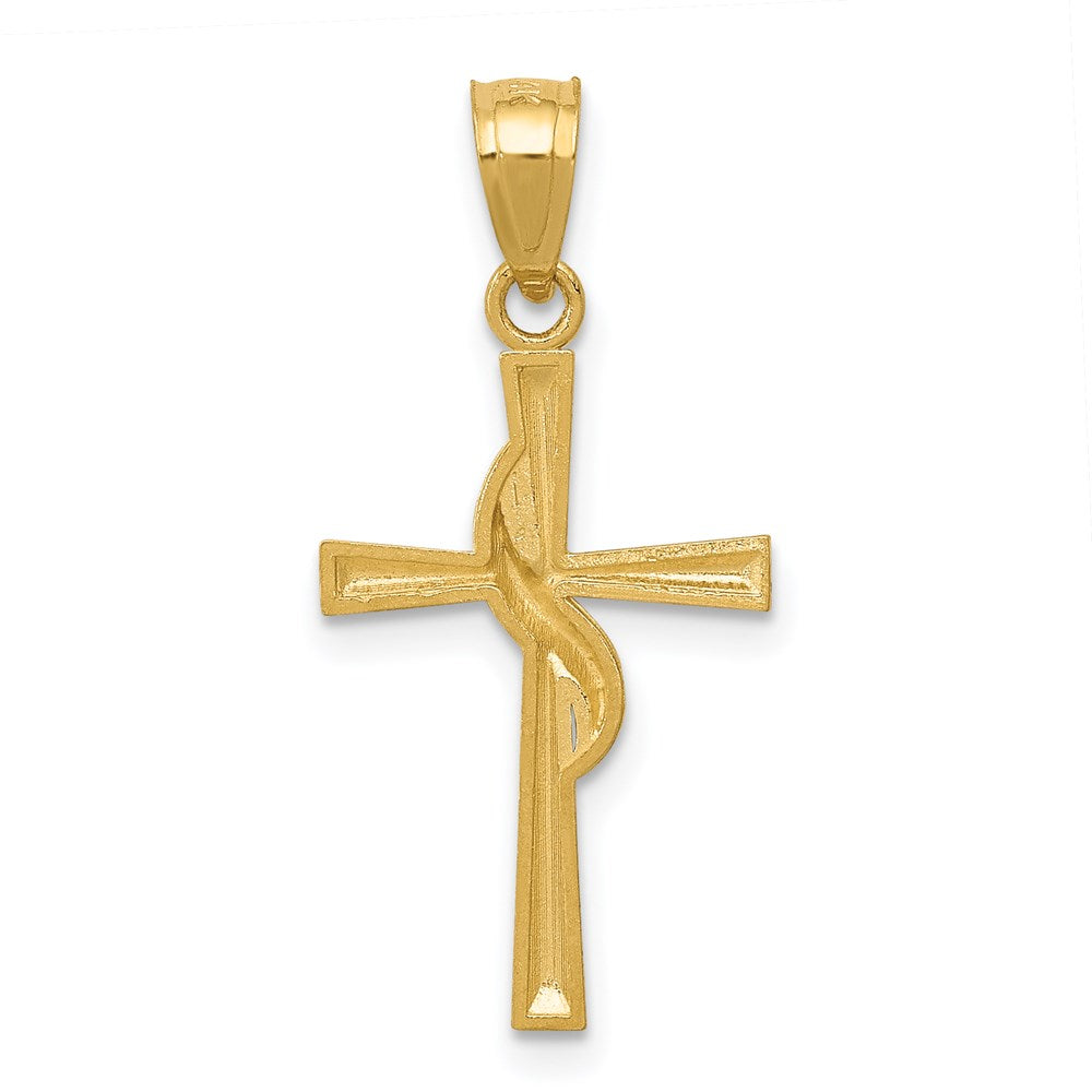 14k Polished Cross with Drape Pendant