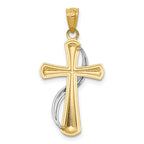14K Two-Tone Polished Cross with Drape Pendant