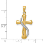 14K Two-Tone Polished Cross with Drape Pendant