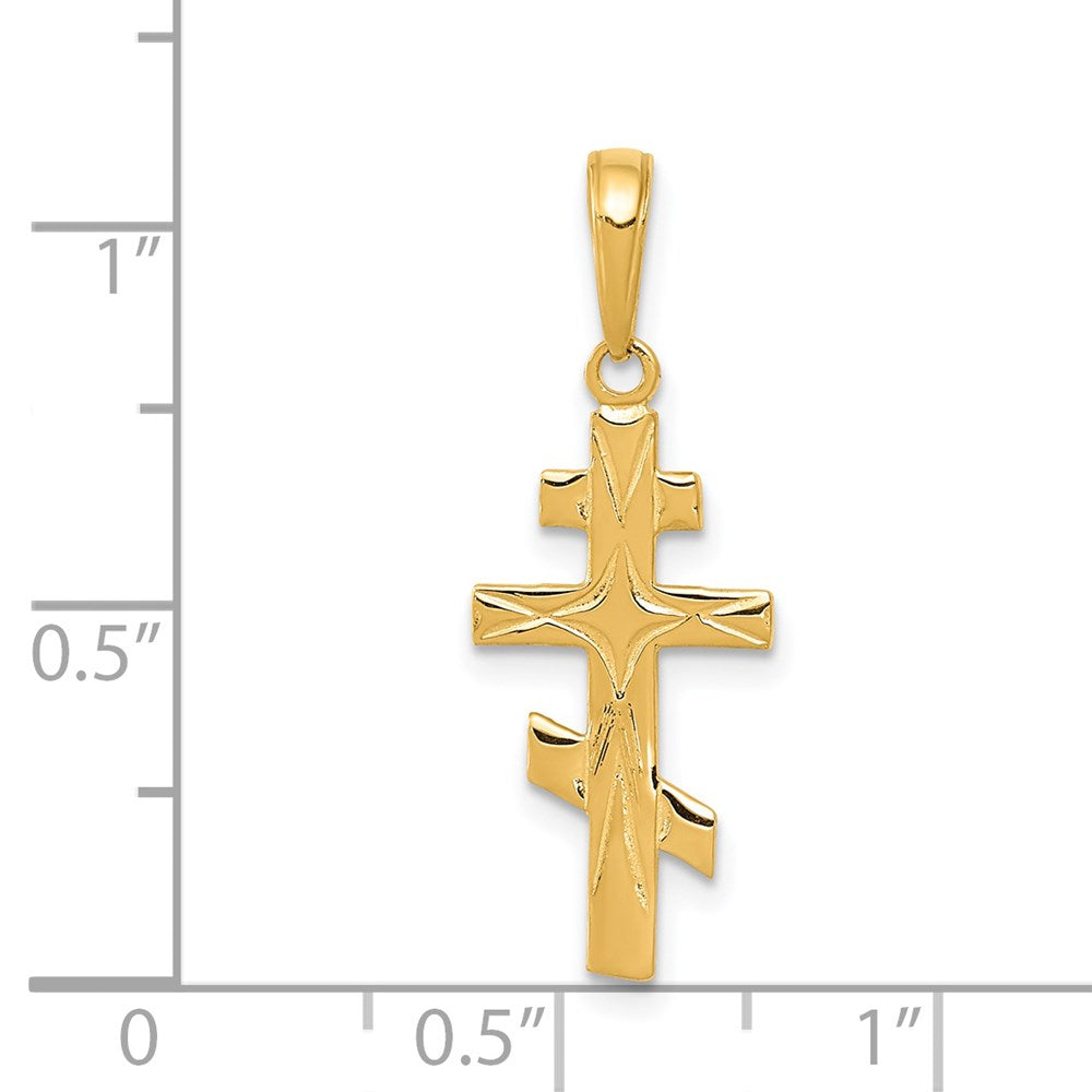 14k Polished Eastern Orthodox Cross Pendant