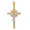 14k Tri-color Crucifix Pendant