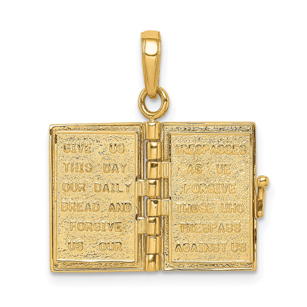 14K 3-D HOLY BIBLE with Lord's Prayer and Moveable Pages Pendant