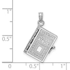14k White Gold 3-D HOLY BIBLE with Lord's Prayer and Moveable Pages Pendant