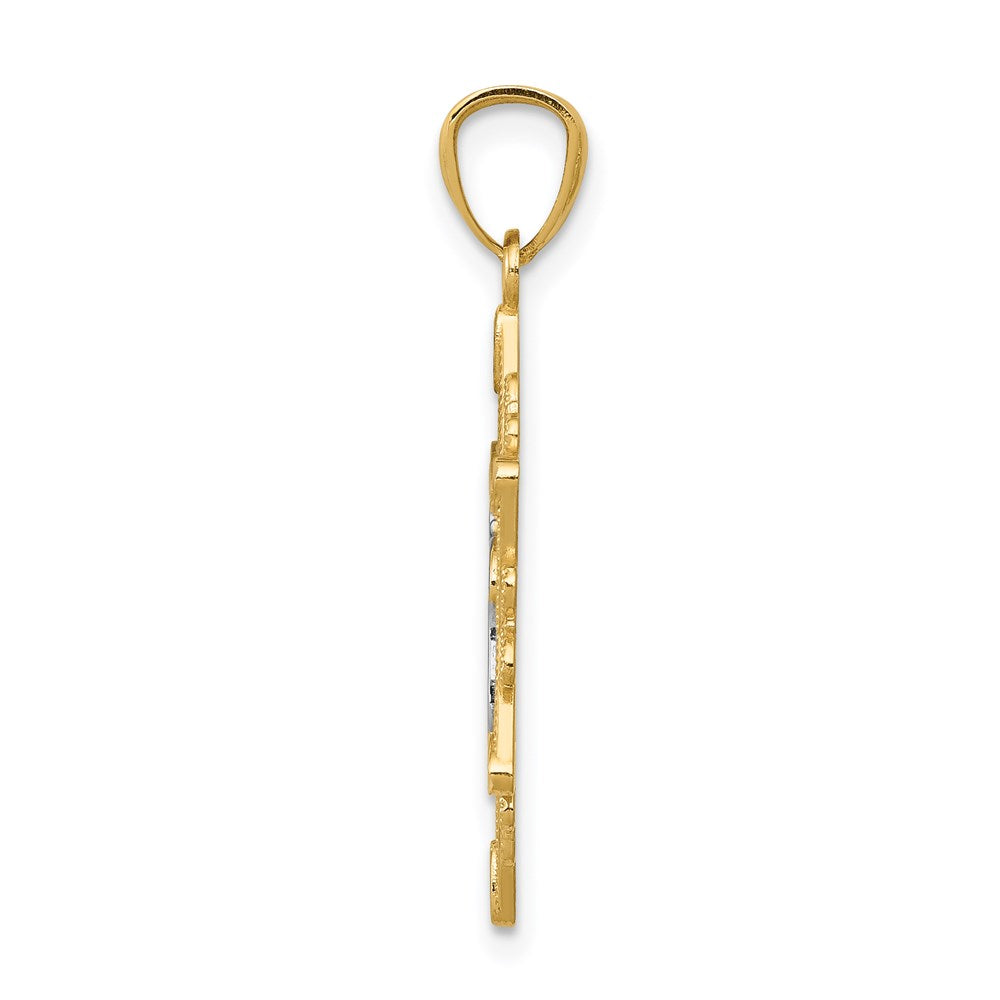 14k and White Rhodium Star of David with Chai Pendant