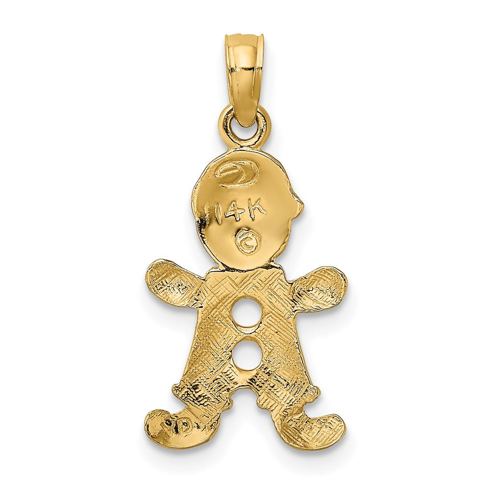 14k Playful Boy with Cut-Out Buttons Charm