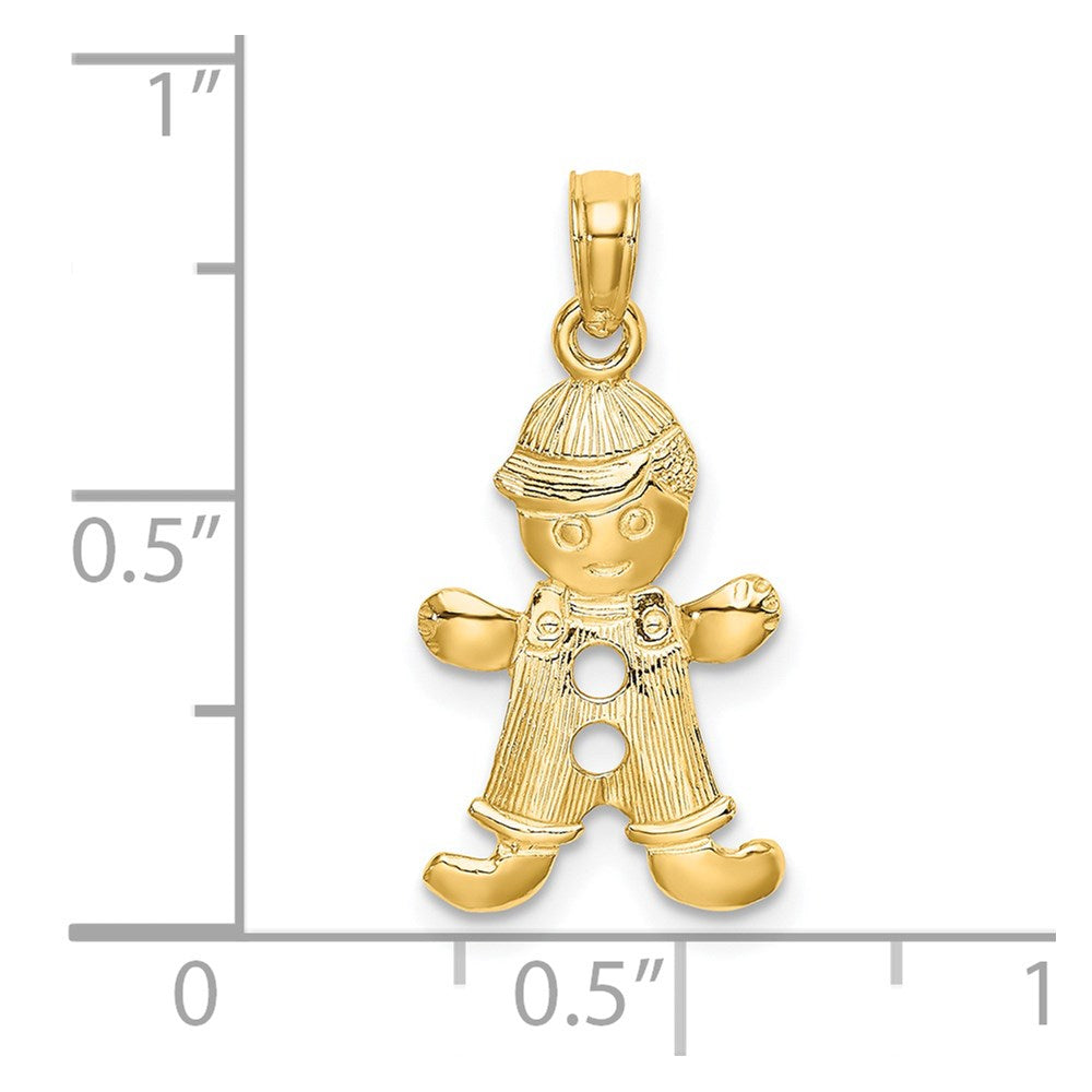 14k Playful Boy with Cut-Out Buttons Charm