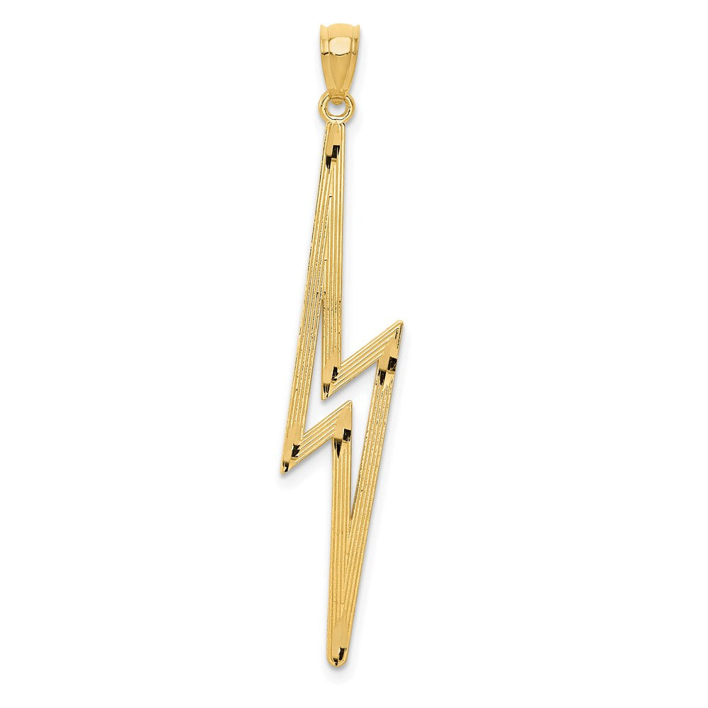 14k Polished Diamond-cut Lightning Bolt Pendant