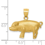 14K Satin Diamond-cut Pig Pendant