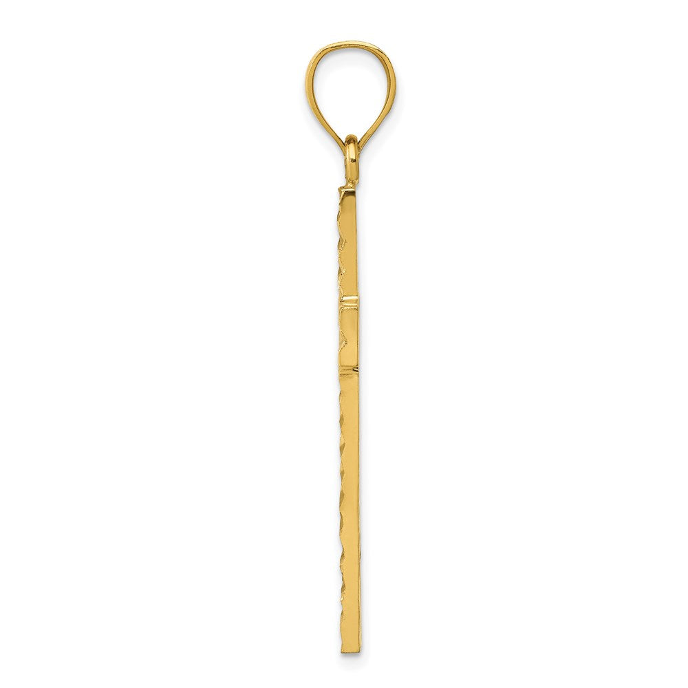 14K Diamond-cut Textured Cross Pendant