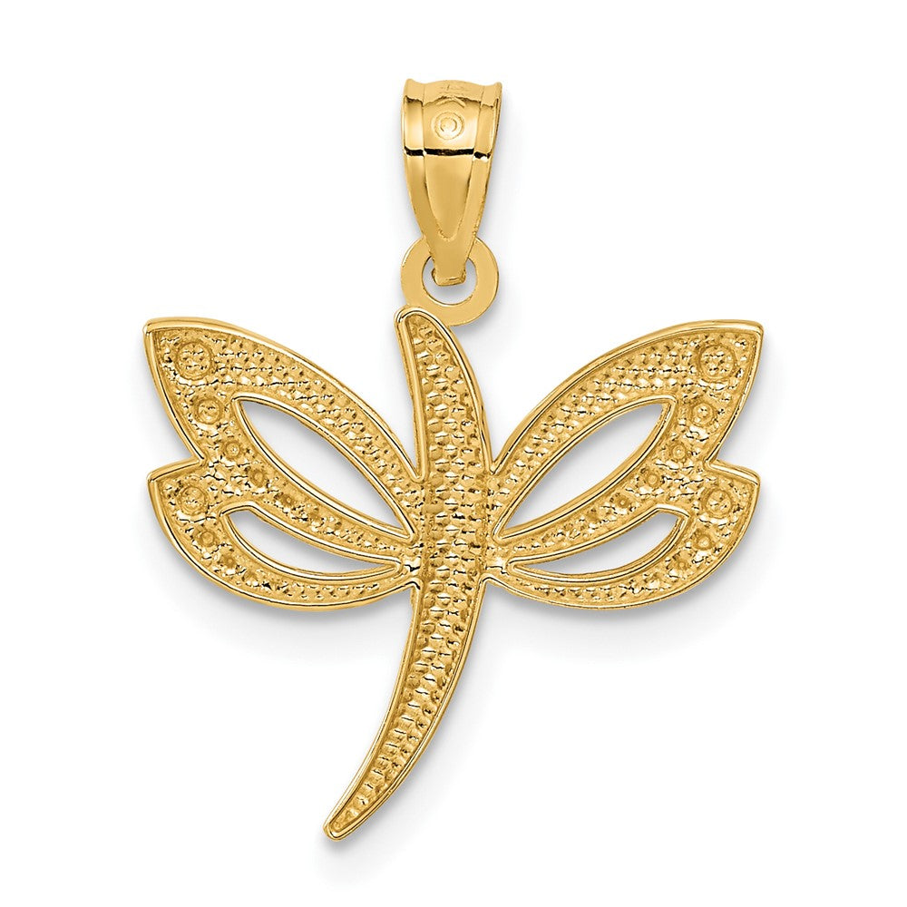 14k and White Rhodium Dragonfly Pendant