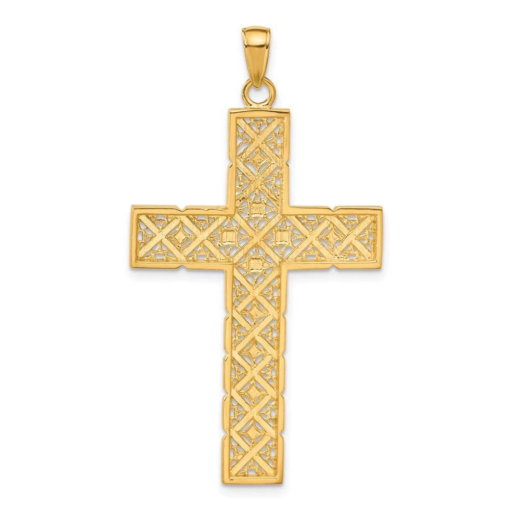 14K and White Rhodium Large Latin Cross Pendant