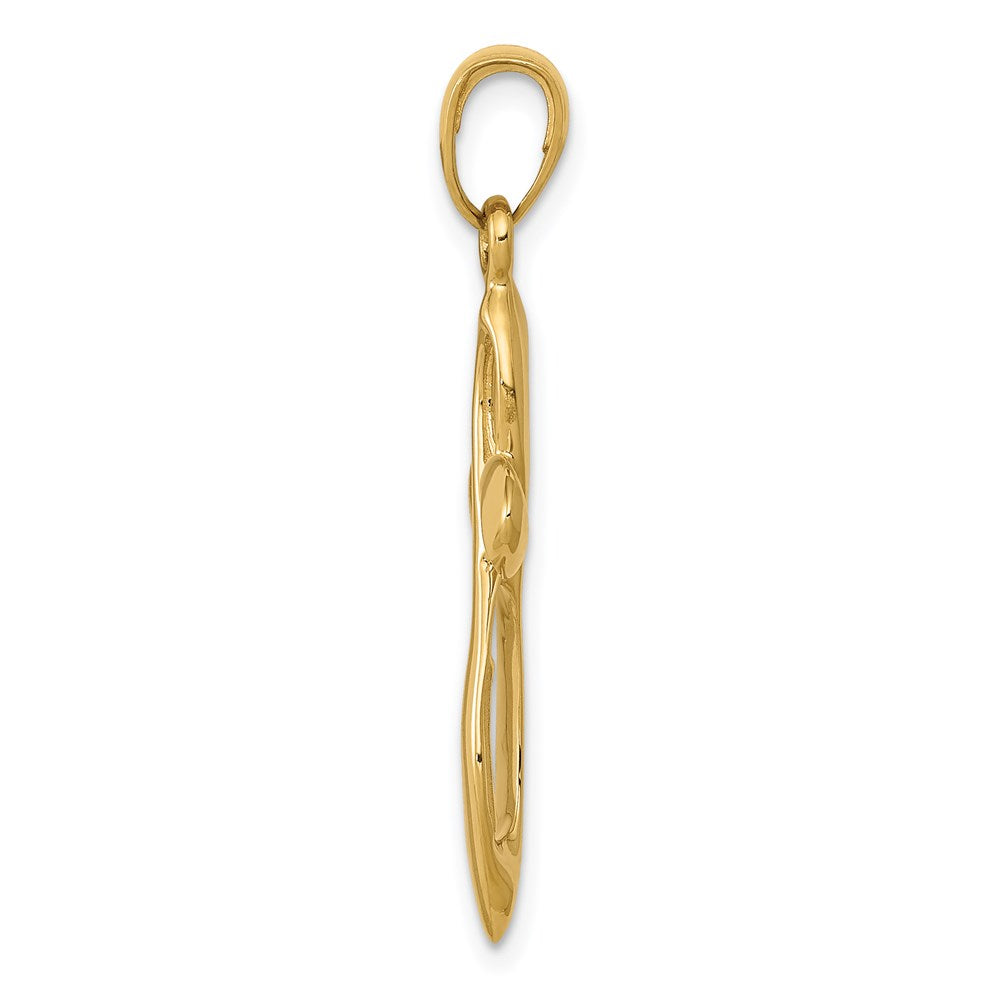 14K Polished with Satin Ribbon Cross Pendant