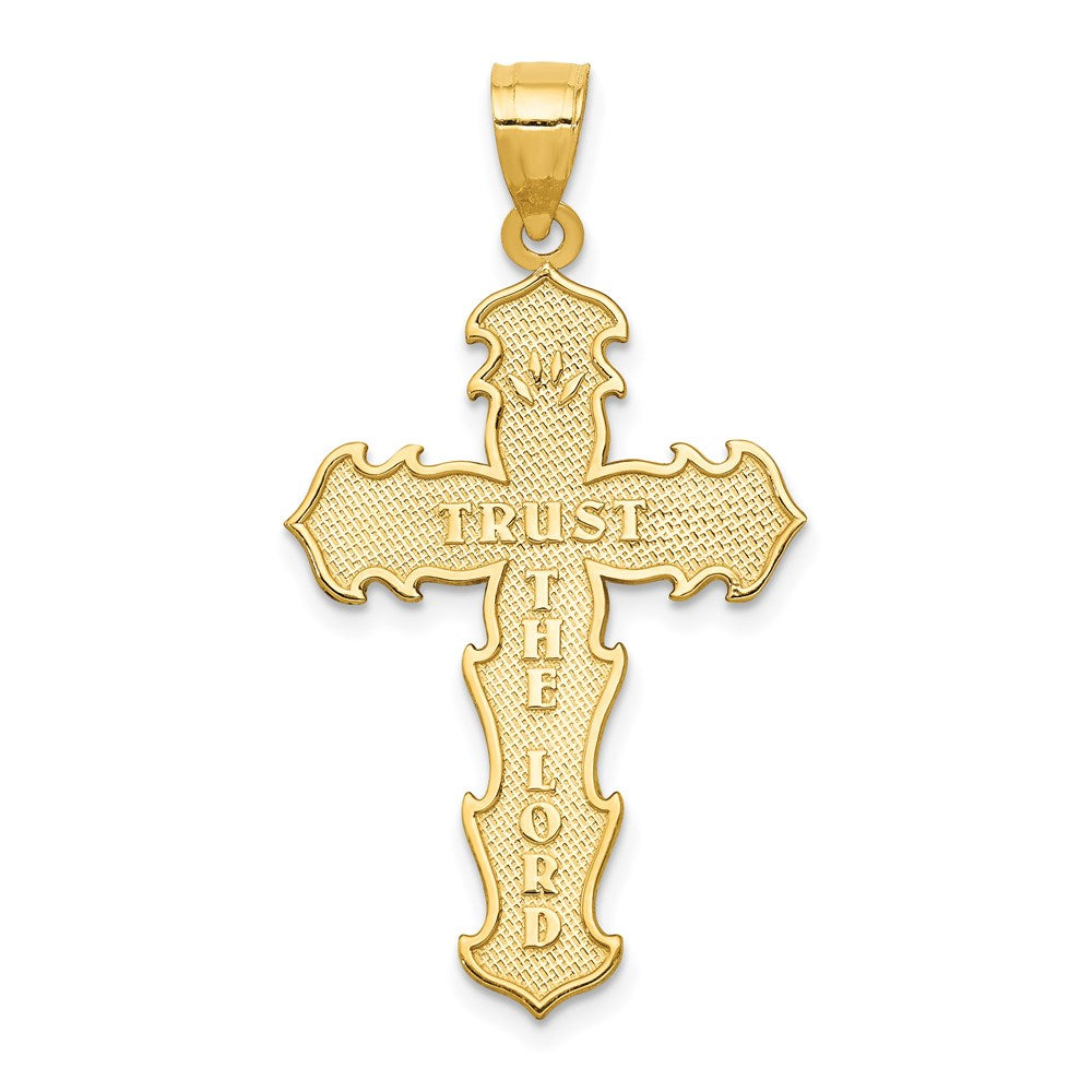 14k Reversible Passion Cross TRUST THE LORD Pendant