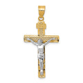 14K Two-tone Diamond-cut Lattice Cross with Crucifix Pendant