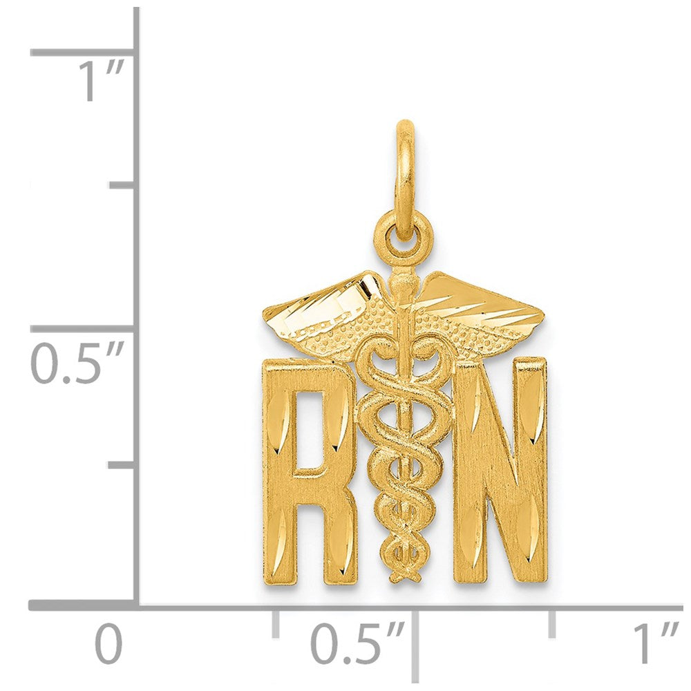 14k Diamond-cut RN Registered Nurse Charm