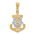 14k and White Rhodium Diamond-cut Mariners Crucifix Pendant