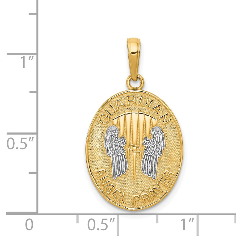 14K and White Rhodium Reversible GUARDIAN ANGEL PRAYER Pendant