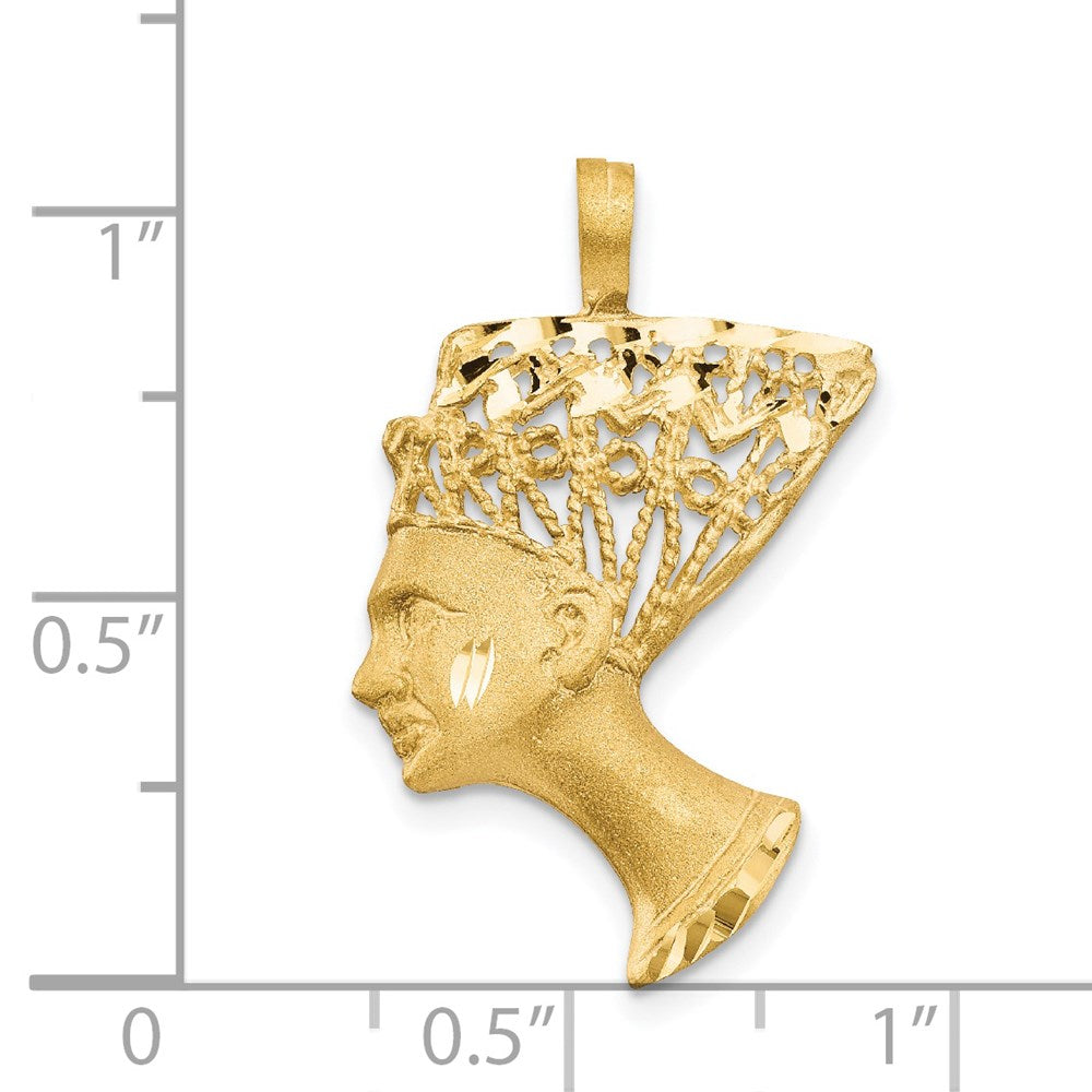 14k Satin Diamond-cut Nefertiti Charm