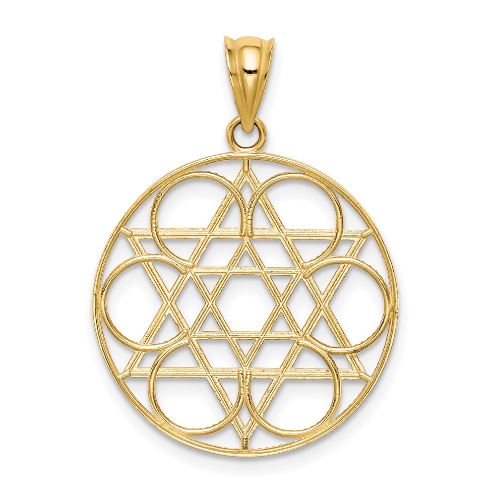 14k Star of David Circles Pendant