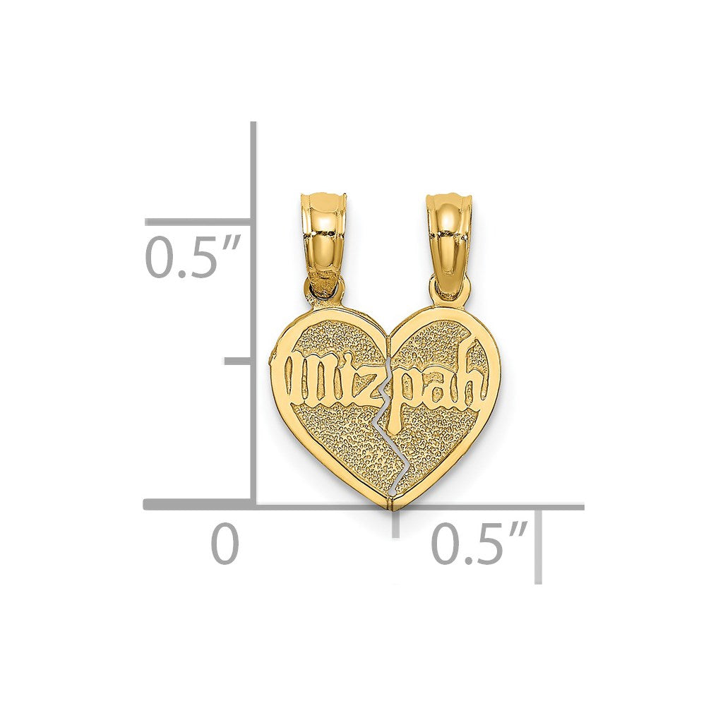 14K Reversible 2-Piece Break-apart MIZPAH Heart Charm
