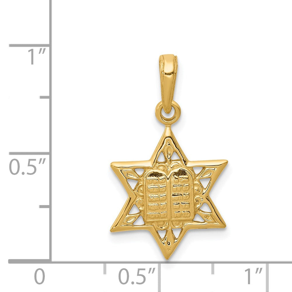 14K Star of David with Tablets in Center Pendant