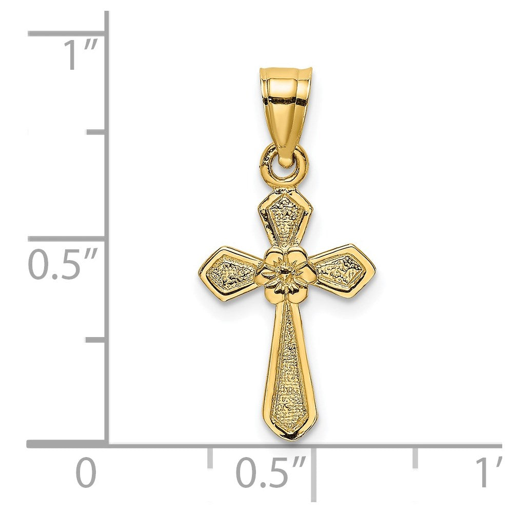 14K Small Cross with Flower Charm
