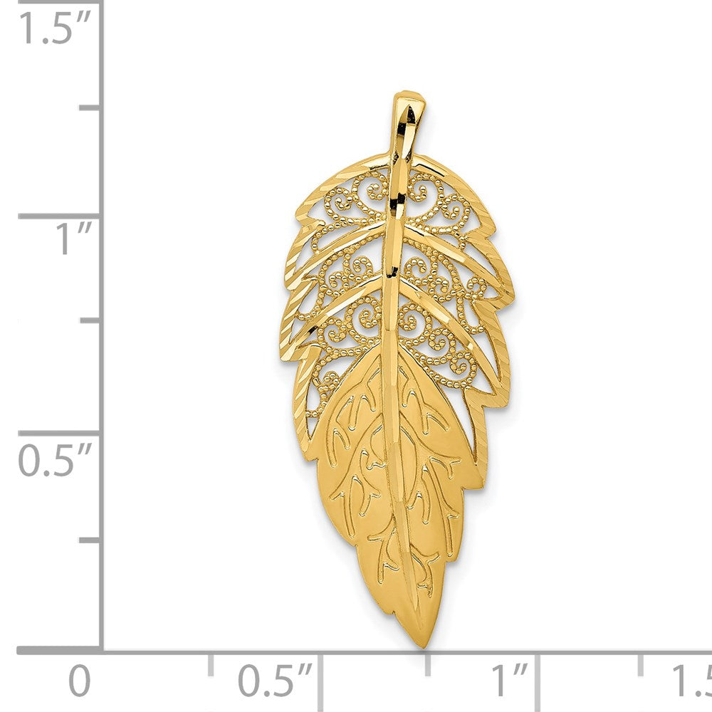 14k Diamond-Cut Leaf Chain Slide