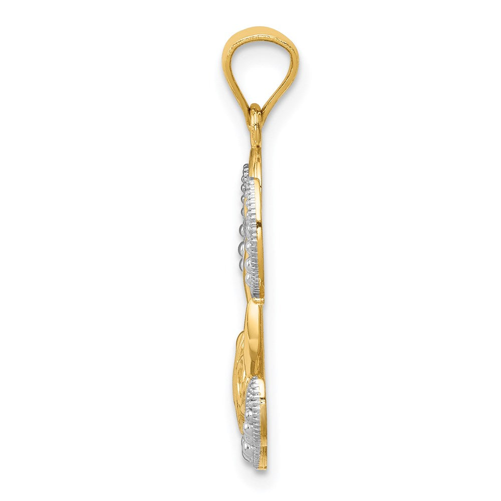 14K and White Rhodium LOVE Angel Pendant