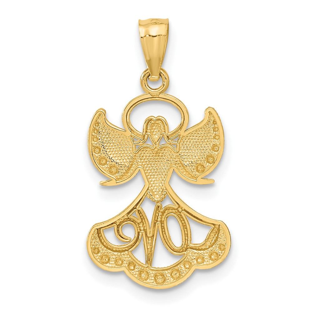 14K and White Rhodium LOVE Angel Pendant