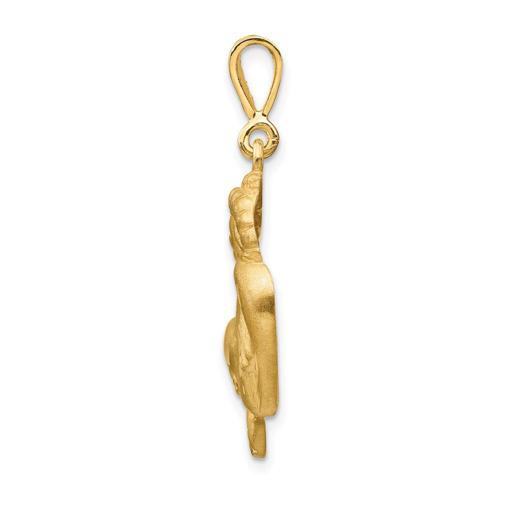 14k Satin Diamond-cut Capricorn Zodiac Charm