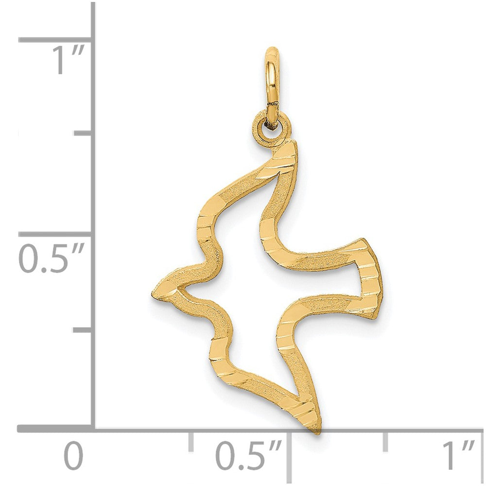 14K Satin and Diamond-Cut Dove Cut-out Charm