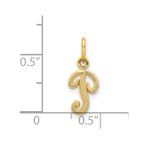 14KY Script Letter P Initial Charm
