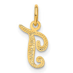 14KY Script Letter T Initial Charm