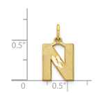 14KY Satin Diamond-cut Letter N Initial Charm
