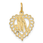14k Heart Letter M Charm