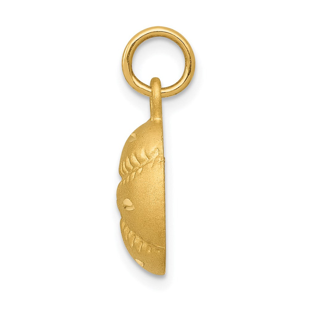 14k Satin Diamond-cut Baseball Charm