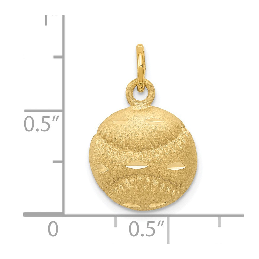 14k Satin Diamond-cut Baseball Charm