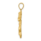 14K Satin Diamond-cut Angel Pendant