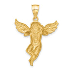 14K Satin Diamond-cut Angel Pendant