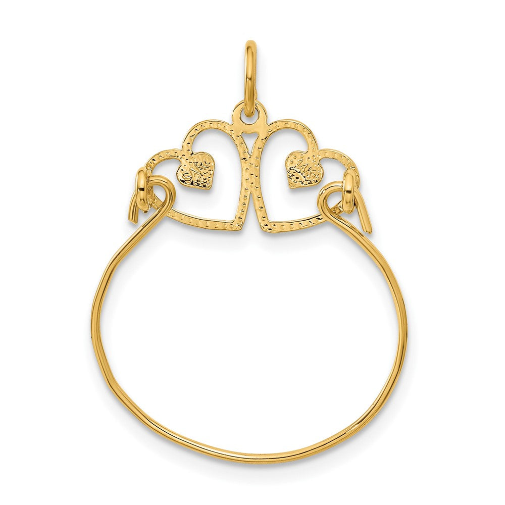 14k Diamond-cut Heart Charm Holder Pendant