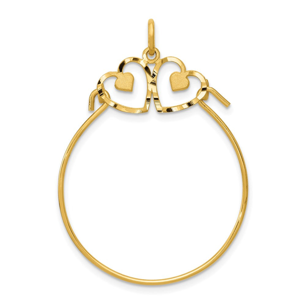 14k Diamond-cut Heart Charm Holder Pendant
