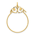 14k Diamond-cut Heart Charm Holder Pendant